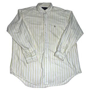 Ralph Lauren Shirt Yarmouth Men’s Size 16.5-35 Yellow White Striped L/S Preppy